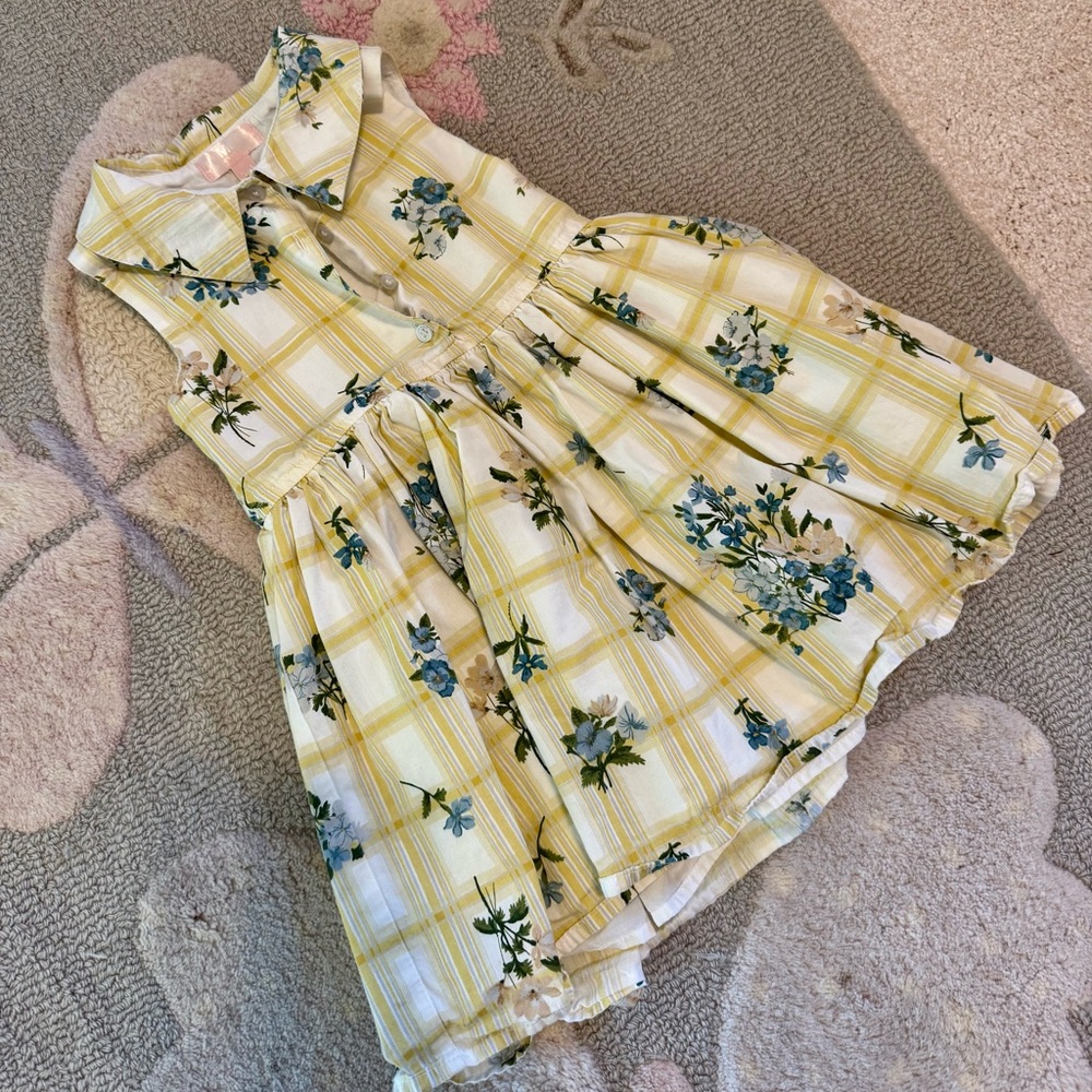 Floral Yellow and Green Kids Dress